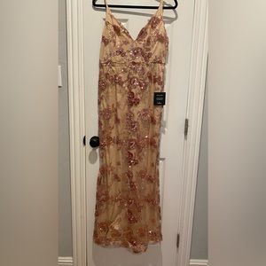 Shine Language Rose Gold Sequin Mermaid Maxi Dress